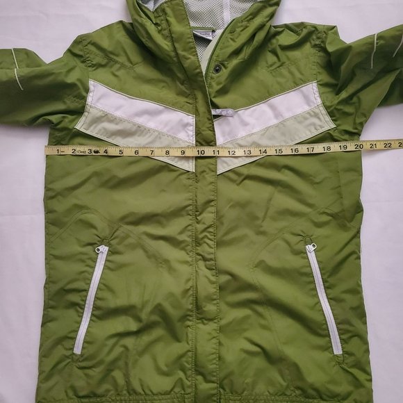 Columbia Girls Youth Full Zip Windbreaker Raincoat Jacket Green/White Size 18/20 - Picture 11 of 16